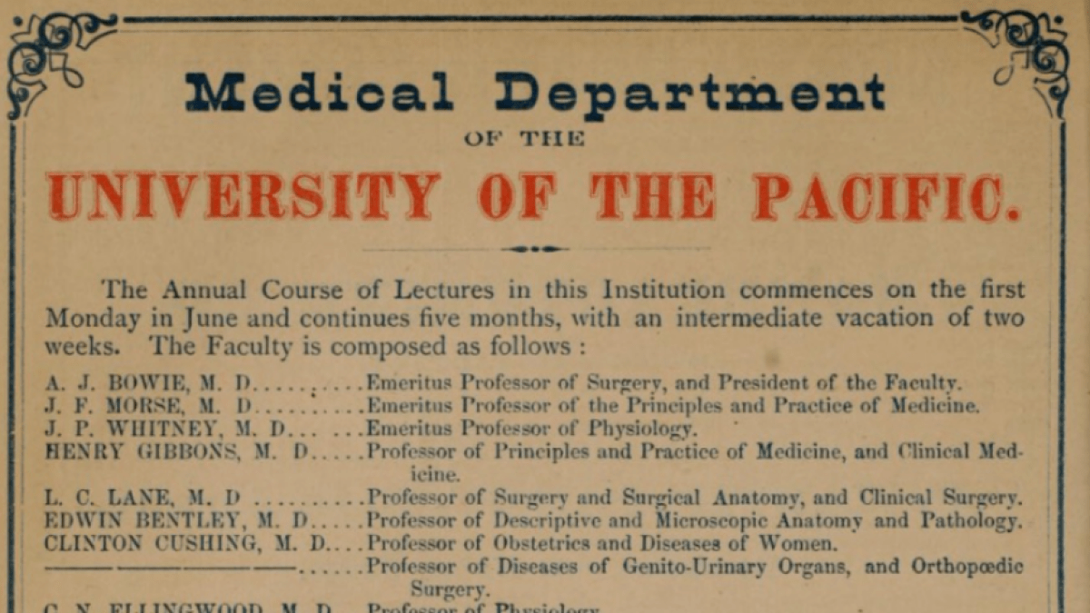 University of the Pacific: First Medical School in the West