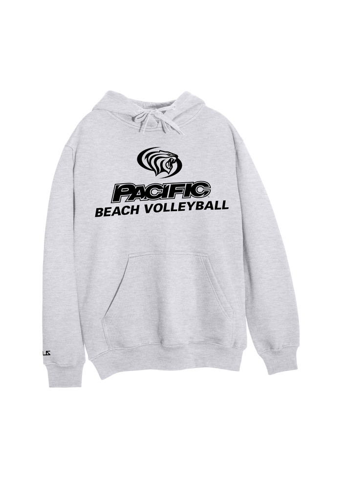 University of the Pacific Tigers Beach Volleyball Division I Hooded Sweatshirt — Ash / Black Print — by Zeus Collegiate
