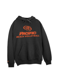 University of the Pacific Tigers Beach Volleyball Division I Hooded Sweatshirt — Black / Orange Print — by Zeus Collegiate