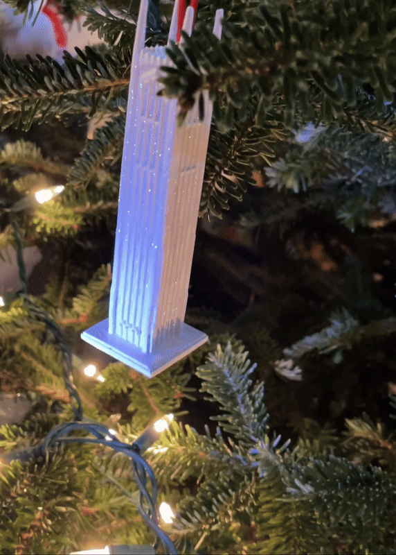 University of the Pacific Tigers Burns Tower Ornament — Animated Close-Up — by Zeus Collegiate