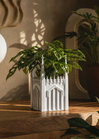 University of the Pacific Tigers Burns Tower Planter — Back View — by Zeus Collegiate