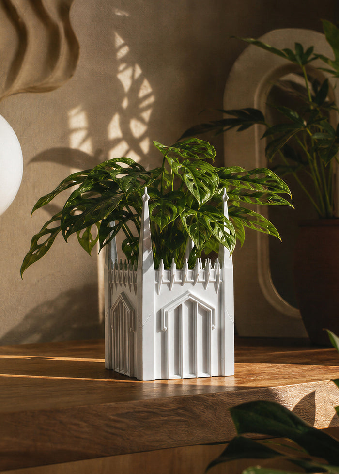 University of the Pacific Tigers Burns Tower Planter — Back View — by Zeus Collegiate