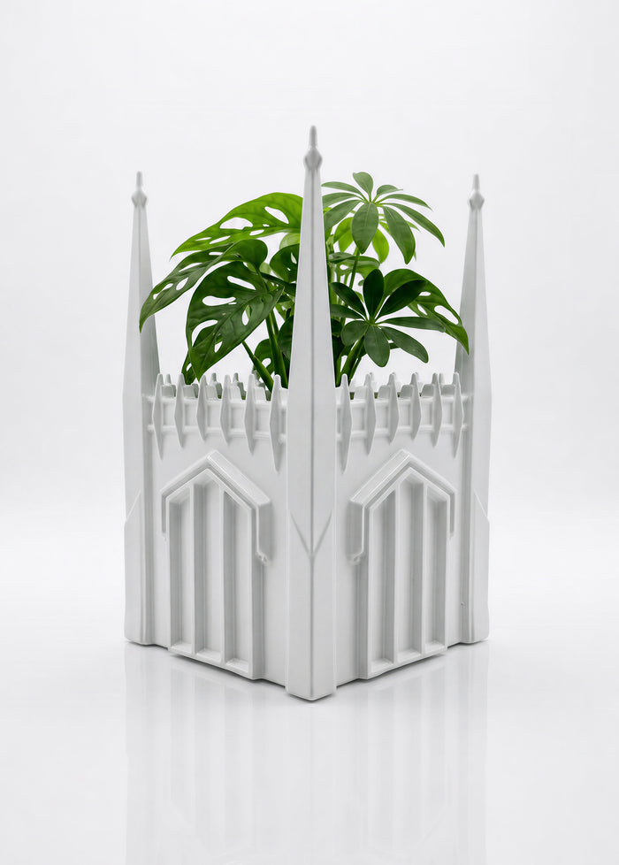 University of the Pacific Tigers Burns Tower Planter — White — by Zeus Collegiate