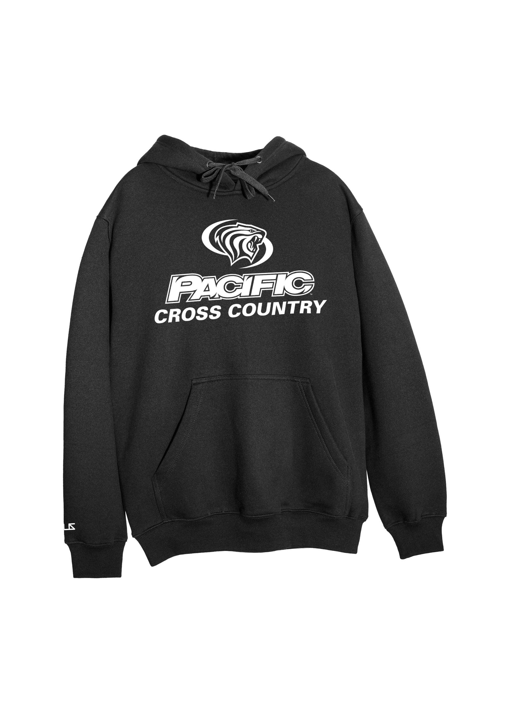 University of the Pacific Tigers Cross Country Division I Hooded Sweatshirt — Black / White Print — by Zeus Collegiate
