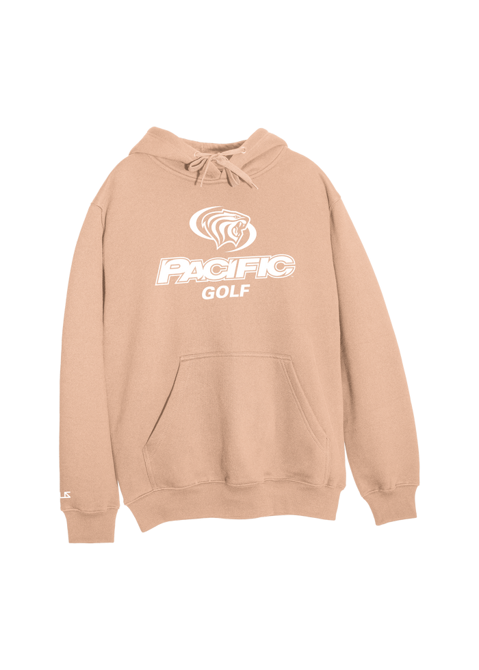 University of the Pacific Tigers Golf D1 Hooded Sweatshirt — Clay / White — by Zeus Collegiate