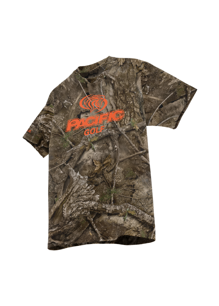 University of the Pacific Tigers Golf Division I T-Shirt — Realtree / Orange Print — by Zeus Collegiate