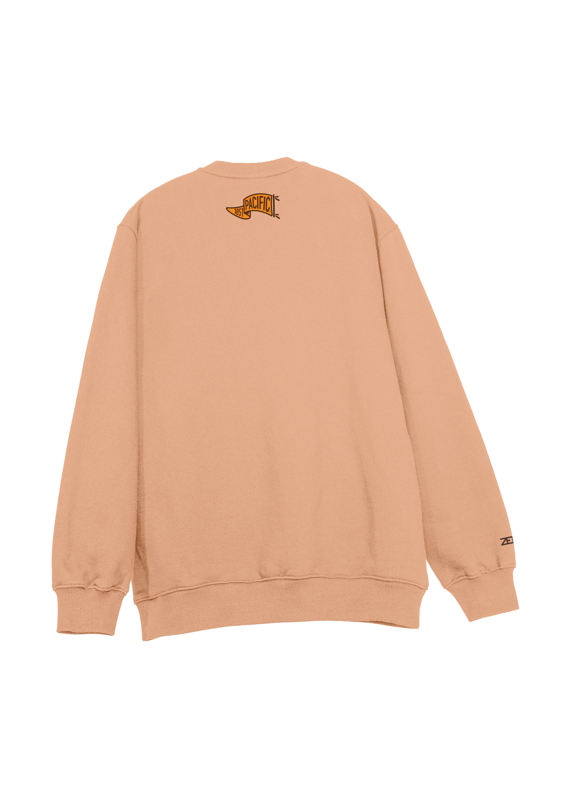 University of the Pacific Tigers Crewneck Sweatshirt — Clay, Back (Alt) — by Zeus Collegiate