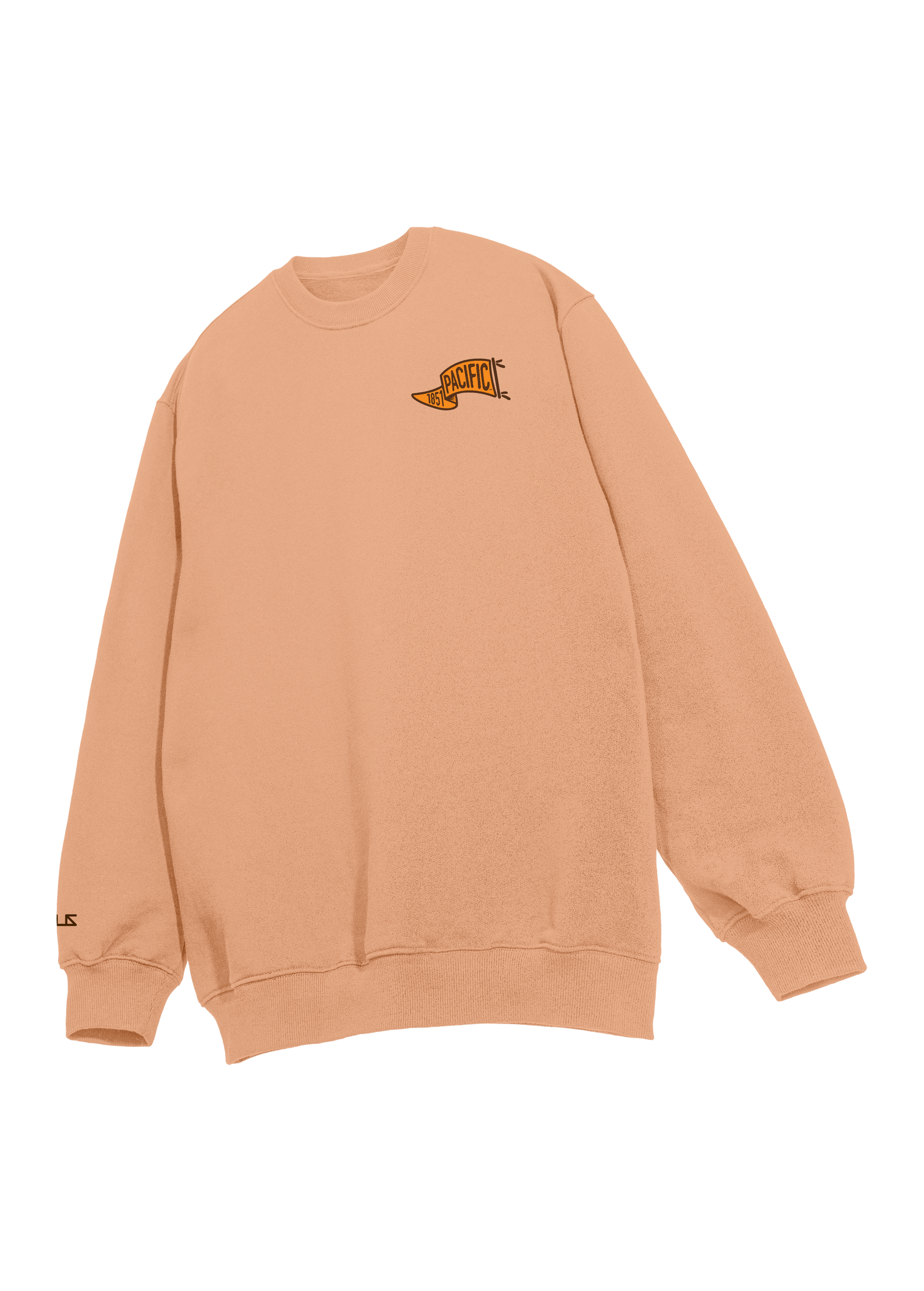 University of the Pacific Tigers Crewneck Sweatshirt — Clay, Front — by Zeus Collegiate