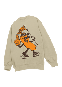 University of the Pacific Tigers Crewneck Sweatshirt — Sand, Front (Alt) — by Zeus Collegiate