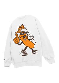 University of the Pacific Tigers Crewneck Sweatshirt — White, Front (Alt) — by Zeus Collegiate