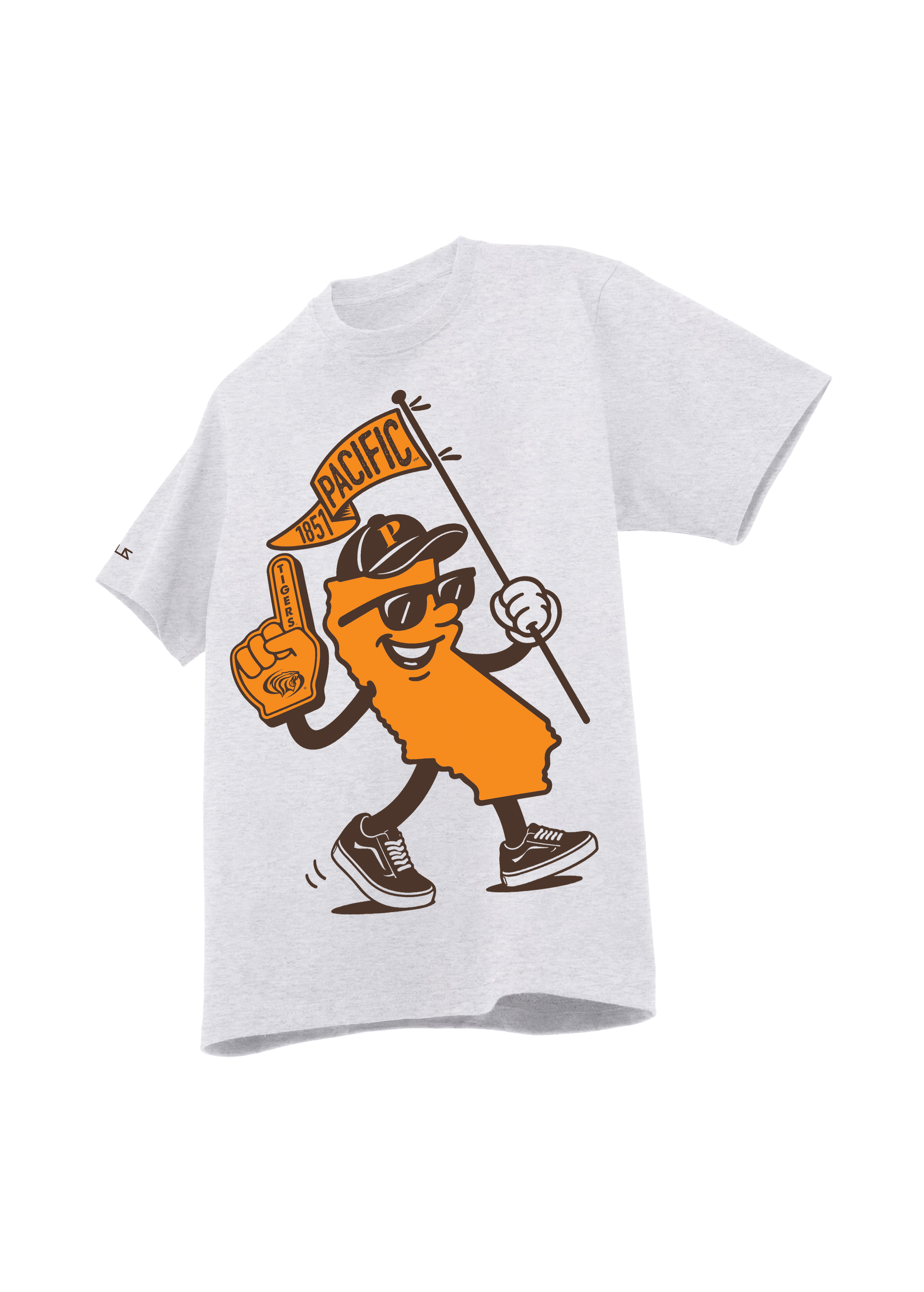 University of the Pacific Tigers T-Shirt — Ash, Front (Alt) — by Zeus Collegiate