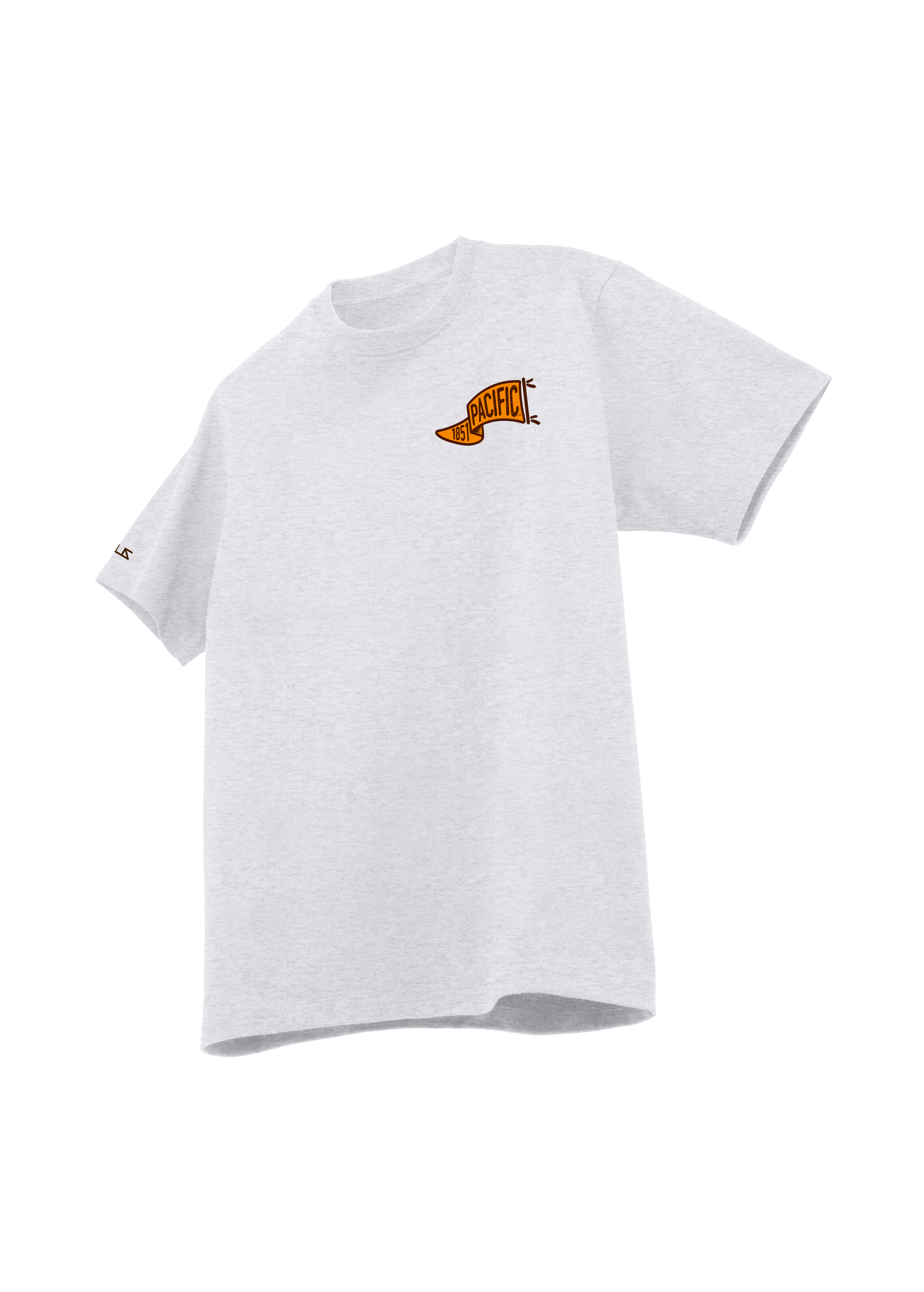 University of the Pacific Tigers T-Shirt — Ash, Front — by Zeus Collegiate