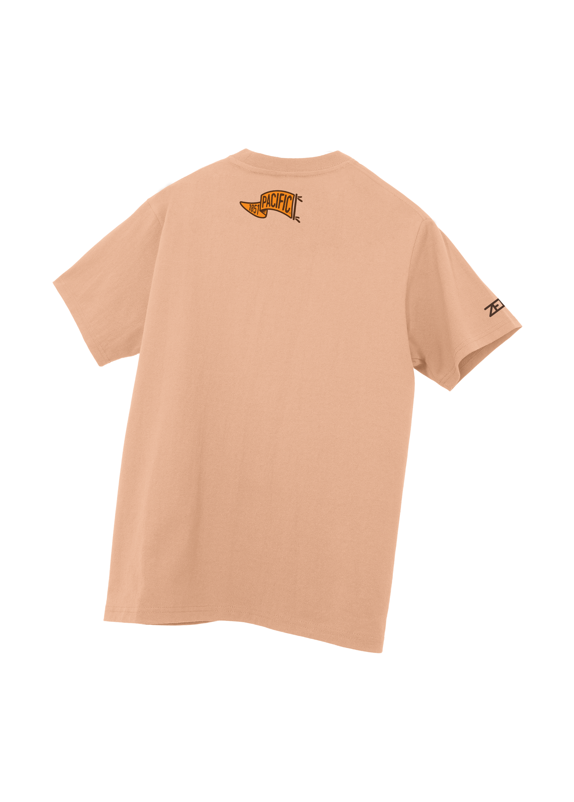 University of the Pacific Tigers T-Shirt — Clay, Back (Alt) — by Zeus Collegiate