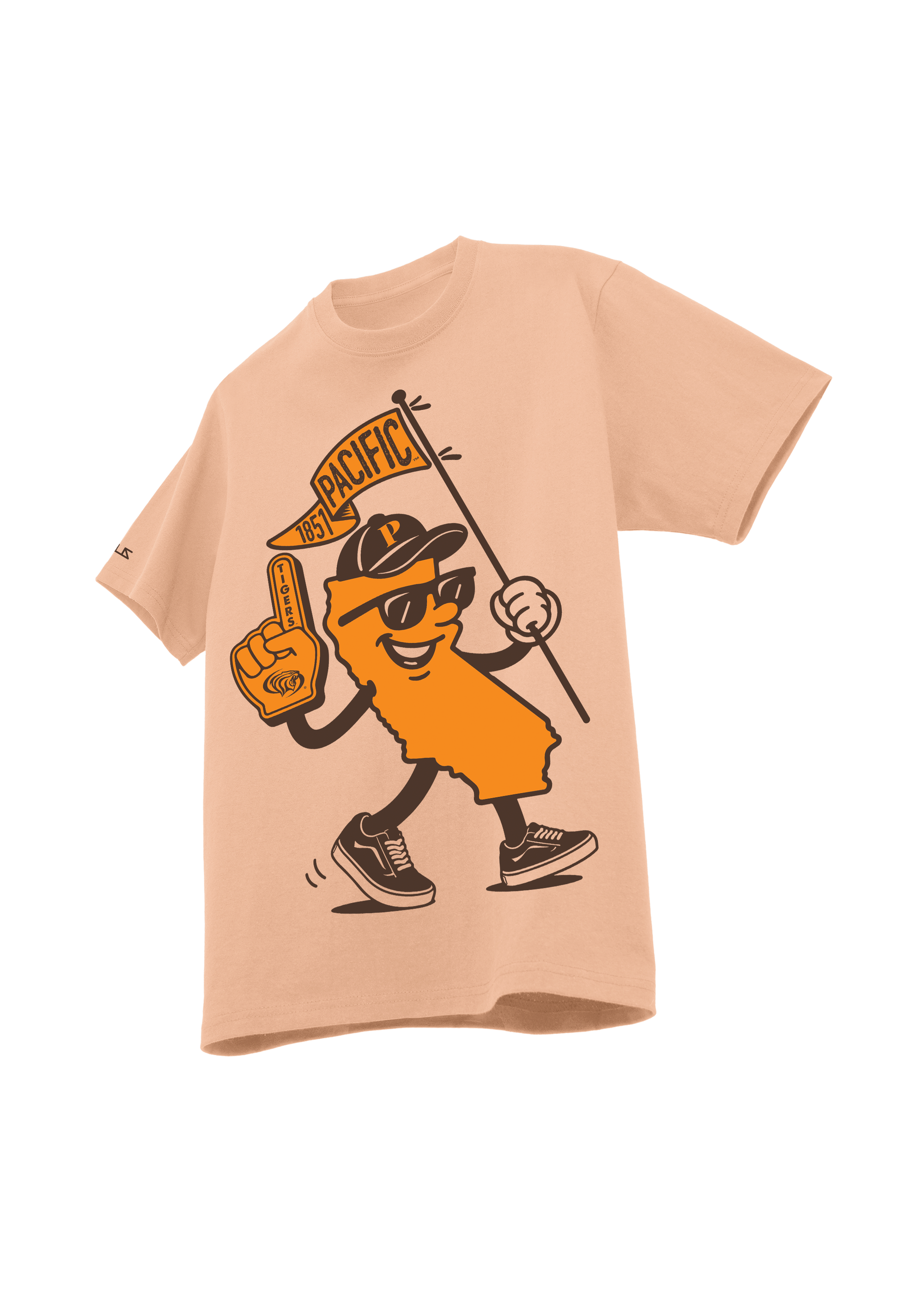 University of the Pacific Tigers T-Shirt — Clay, Front (Alt) — by Zeus Collegiate