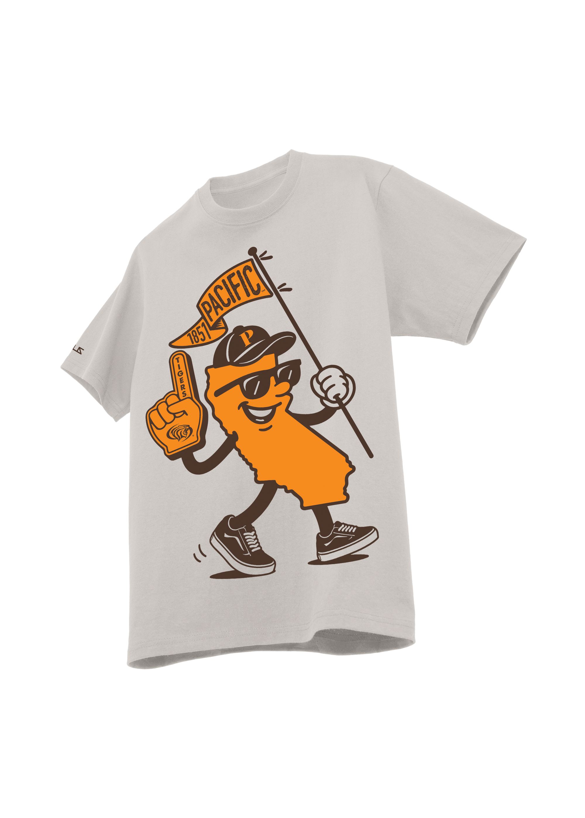 University of the Pacific Tigers T-Shirt — Ice Grey, Front (Alt) — by Zeus Collegiate