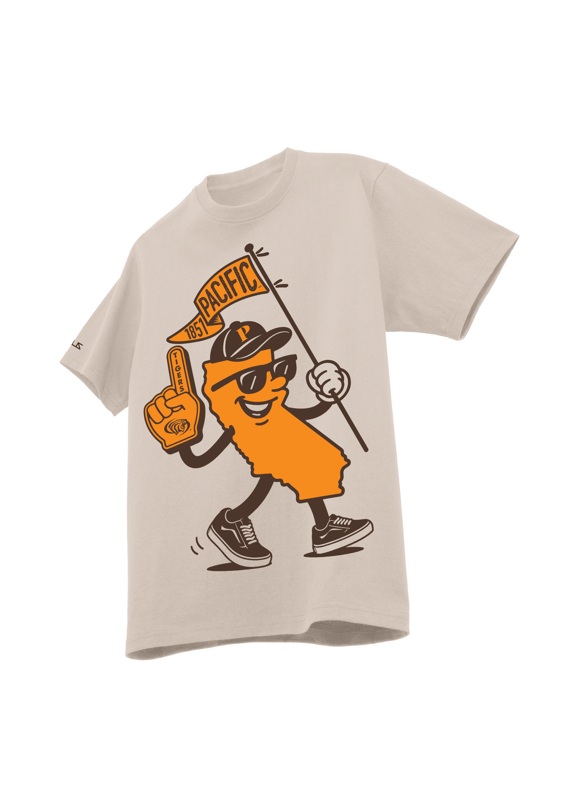 University of the Pacific Tigers T-Shirt — Natural, Front (Alt) — by Zeus Collegiate