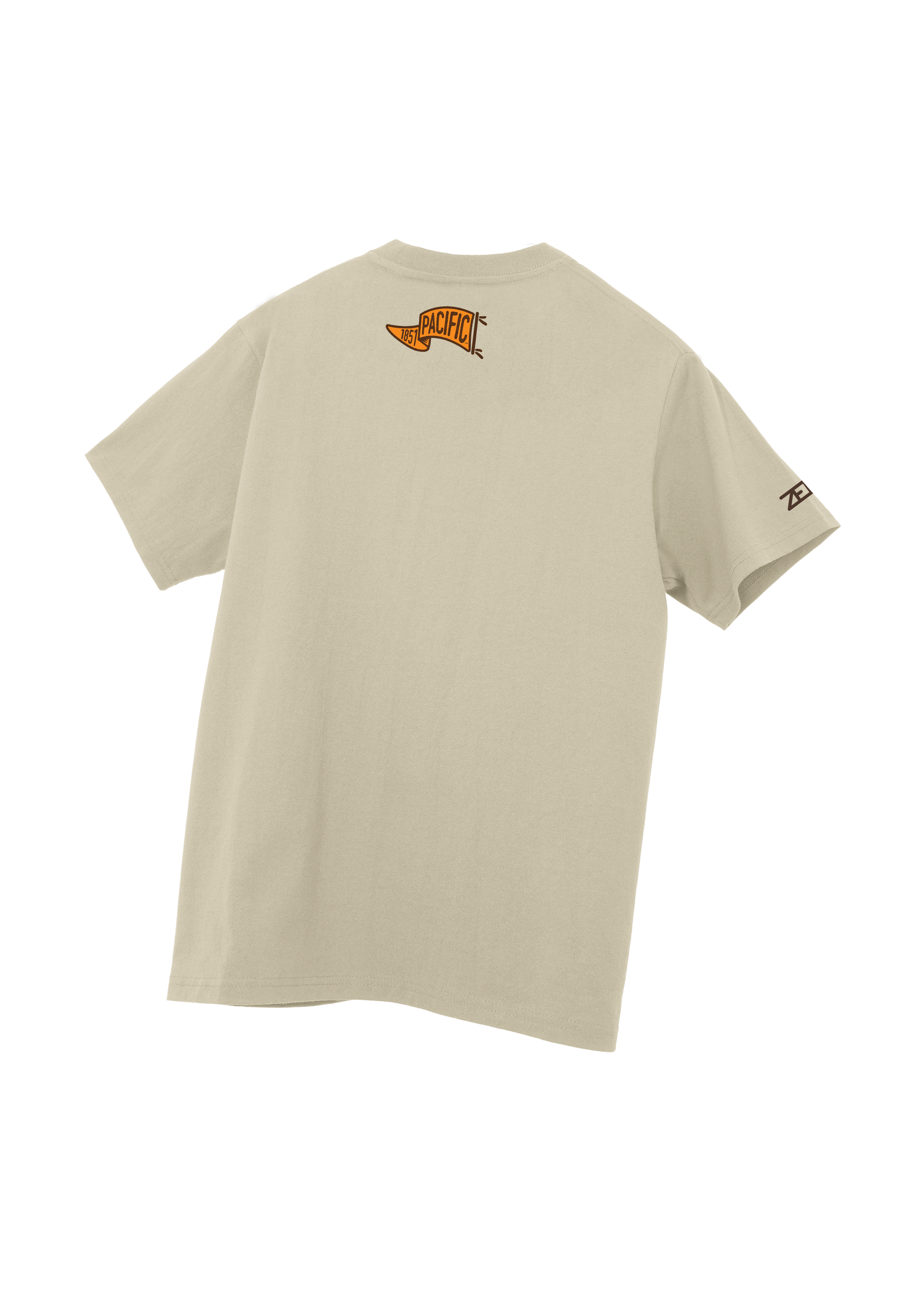 University of the Pacific Tigers T-Shirt — Sand, Back (Alt) — by Zeus Collegiate
