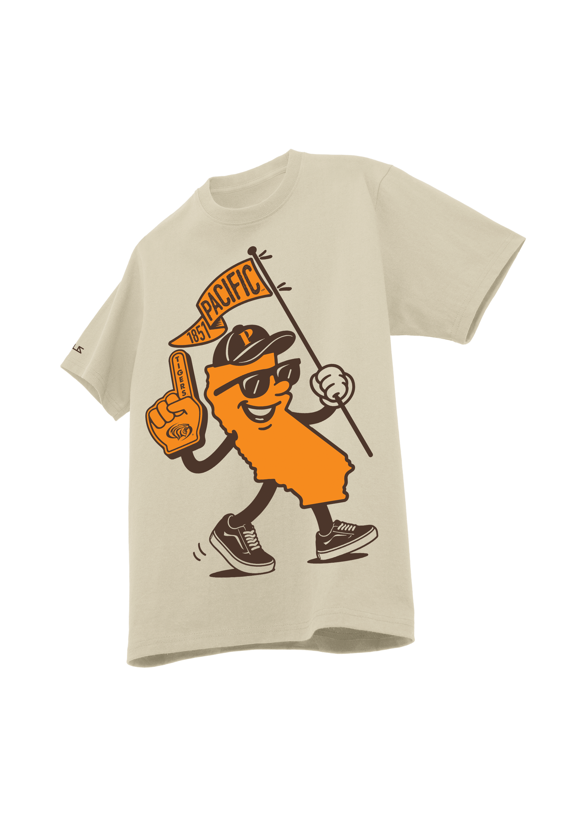 University of the Pacific Tigers T-Shirt — Sand, Front (Alt) — by Zeus Collegiate
