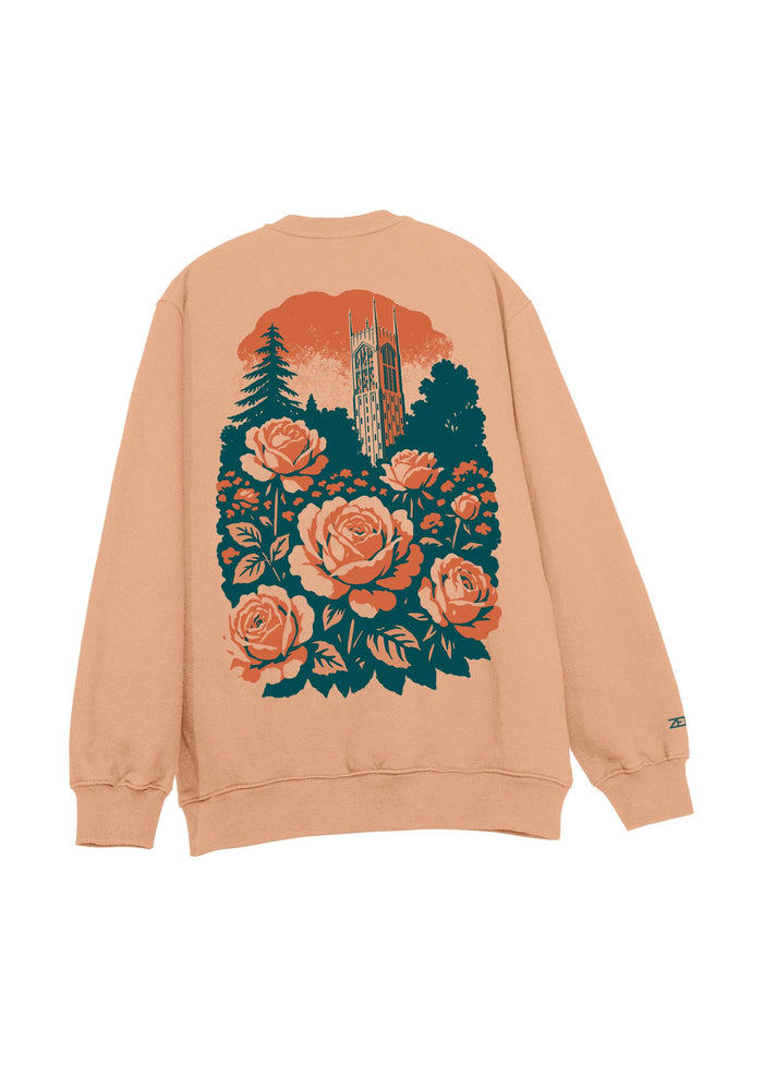 University of the Pacific Tigers Stop & Smell the Roses Crewneck Sweatshirt — Clay — by Zeus Collegiate