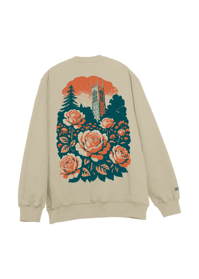 University of the Pacific Tigers Stop & Smell the Roses Crewneck Sweatshirt — Sand — by Zeus Collegiate