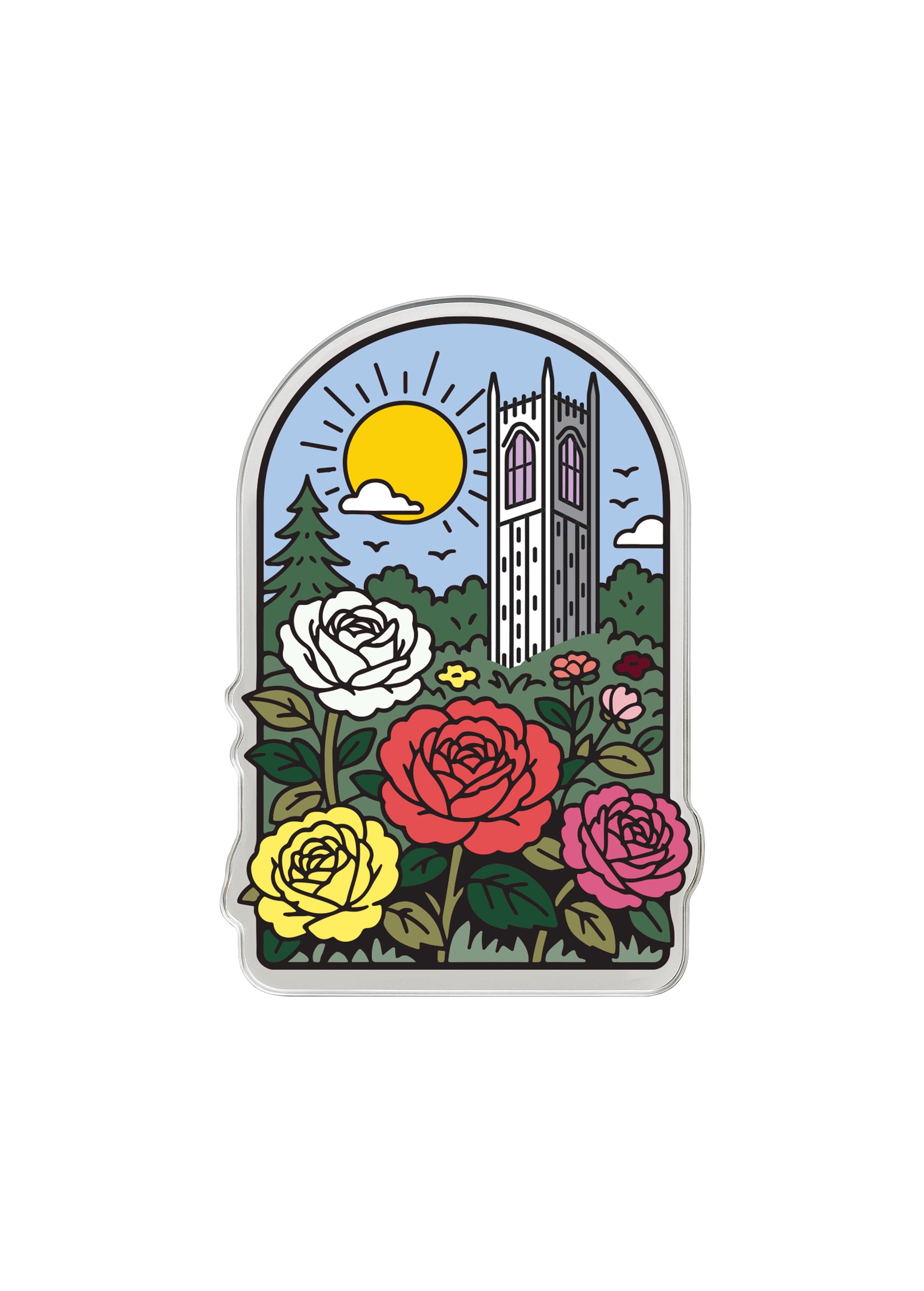University of the Pacific Tigers Stop & Smell the Roses Pin — Side View — by Zeus Collegiate
