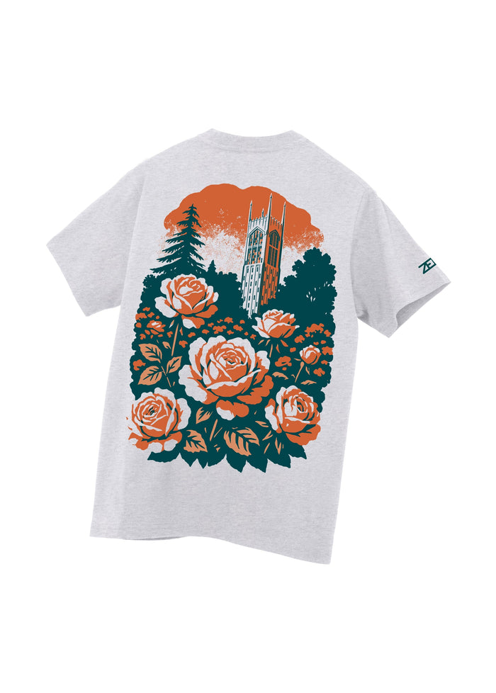 University of the Pacific Tigers Stop & Smell the Roses T-Shirt — Ash — by Zeus Collegiate