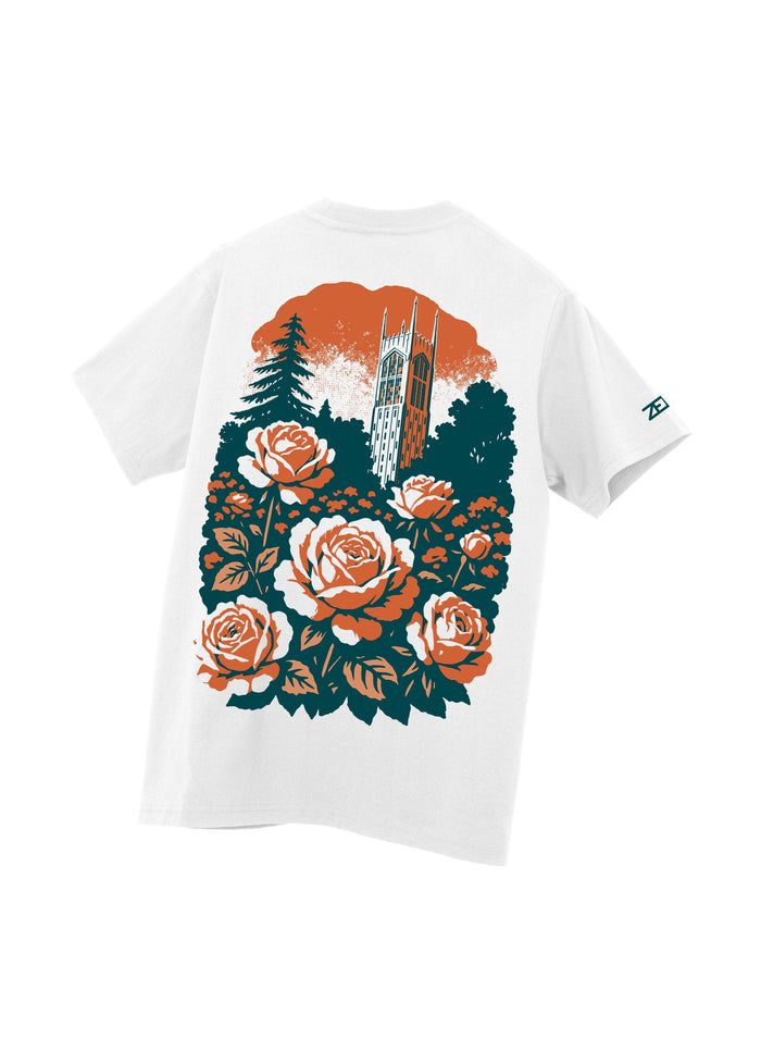 University of the Pacific Tigers Stop & Smell the Roses T-Shirt — White — by Zeus Collegiate