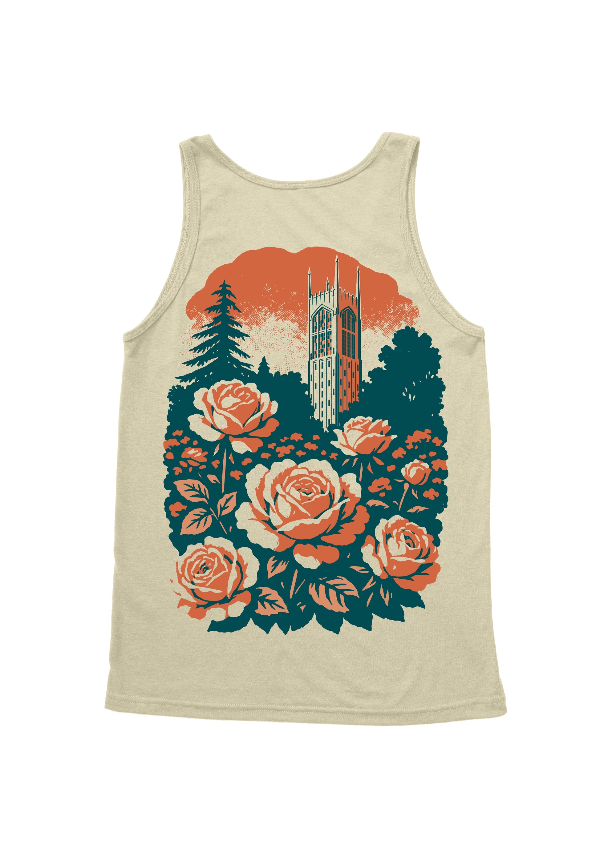 University of the Pacific Tigers Stop & Smell the Roses Tank Top — Natural — by Zeus Collegiate