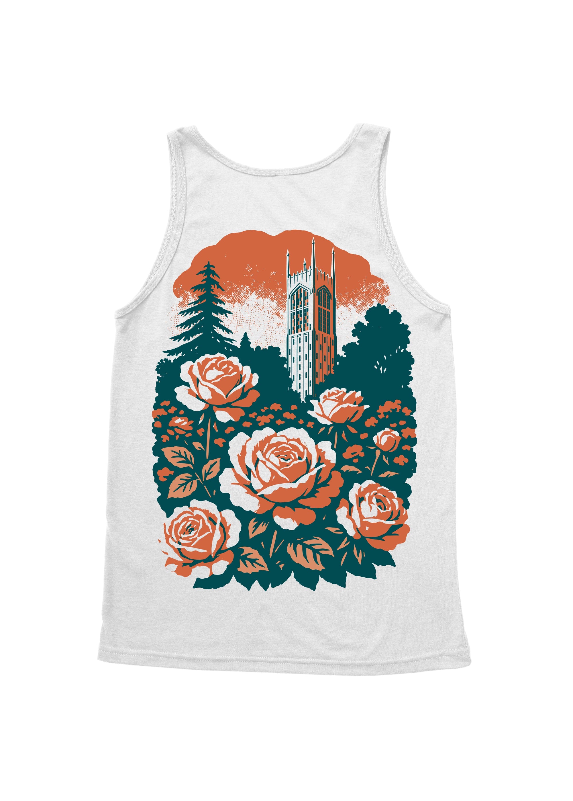 University of the Pacific Tigers Stop & Smell the Roses Tank Top — White — by Zeus Collegiate