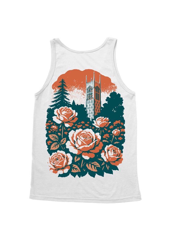 University of the Pacific Tigers Stop & Smell the Roses Tank Top — White — by Zeus Collegiate