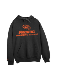 University of the Pacific Tigers Swimming & Diving Division I Hooded Sweatshirt — Black / Orange Print — by Zeus Collegiate