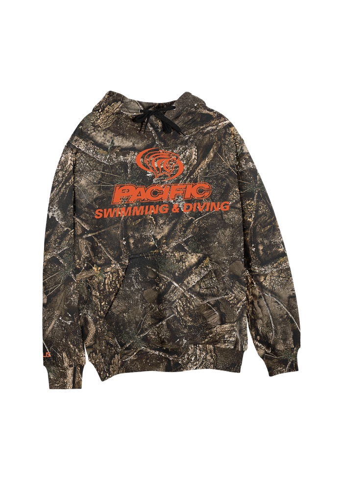 University of the Pacific Tigers Swimming & Diving Division I Hooded Sweatshirt — Realtree / Orange Print — by Zeus Collegiate