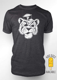 University of the Pacific Tigers Tommy Tiger Logo T-Shirt — Dark Heather — by Zeus Collegiate