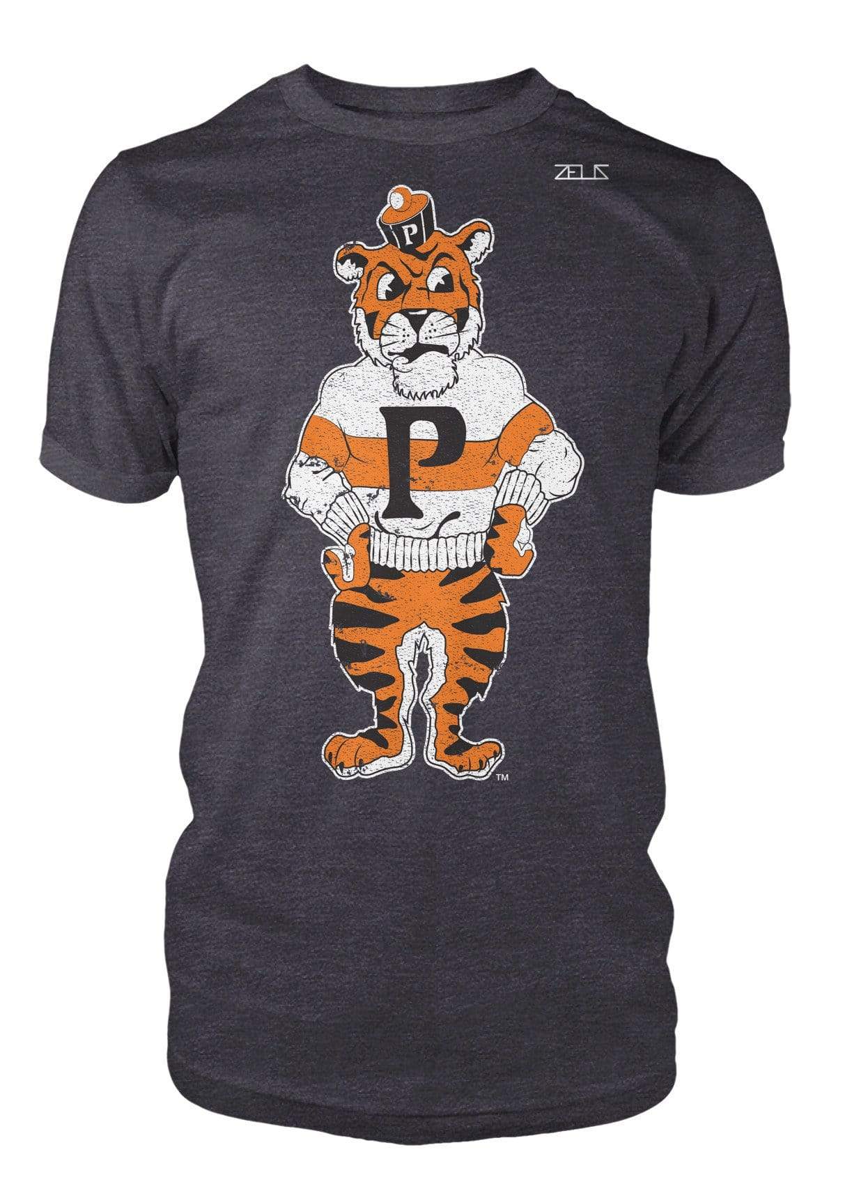 University of the Pacific Tigers Tommy Tiger Mascot T-Shirt — Dark Heather — by Zeus Collegiate