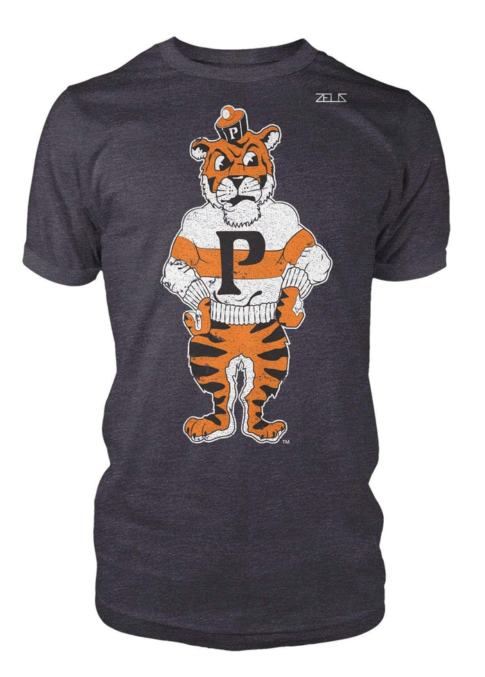 University of the Pacific Tigers Tommy Tiger Mascot T-Shirt — Dark Heather — by Zeus Collegiate