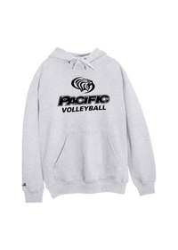 University of the Pacific Tigers Volleyball Division I Hooded Sweatshirt — Ash / Black Print — by Zeus Collegiate