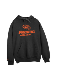 University of the Pacific Tigers Volleyball Division I Hooded Sweatshirt — Black / Orange Print — by Zeus Collegiate