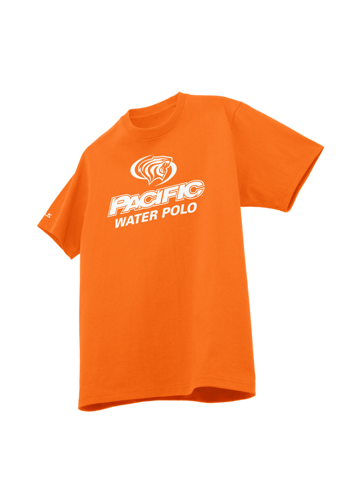 University of the Pacific Tigers Water Polo Division I T-Shirt — Orange / White Print — by Zeus Collegiate