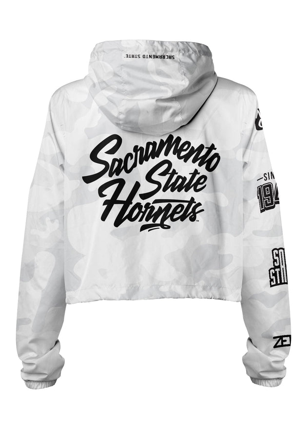 Sacramento State Hornets Sac State - Project: Grayscale Packable Crop Windbreaker by Zeus Collegiate