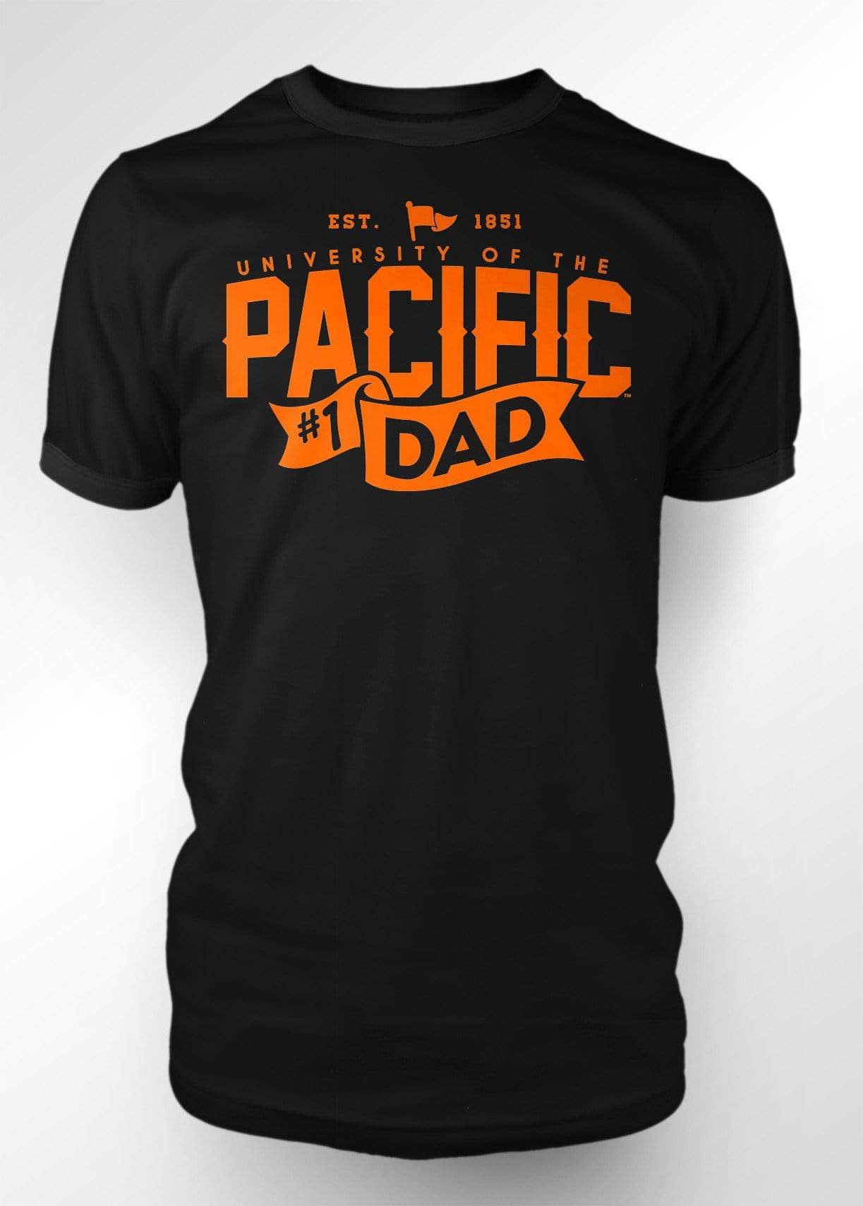 University of the Pacific Tigers Dad T-shirt — Black — Side View — by Zeus Collegiate