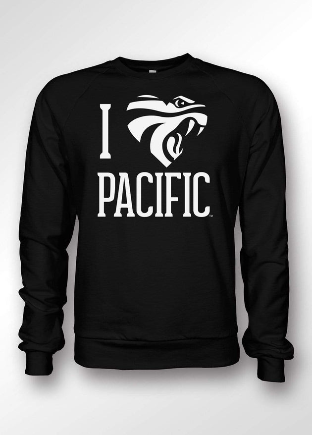 University of the Pacific Tigers I Love Pacific: Powercat Crewneck Sweatshirt by Zeus Collegiate