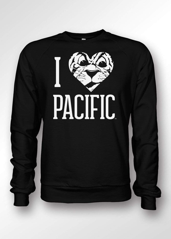 University of the Pacific Tigers I Love Pacific: Tommy Tiger Crewneck Sweatshirt by Zeus Collegiate