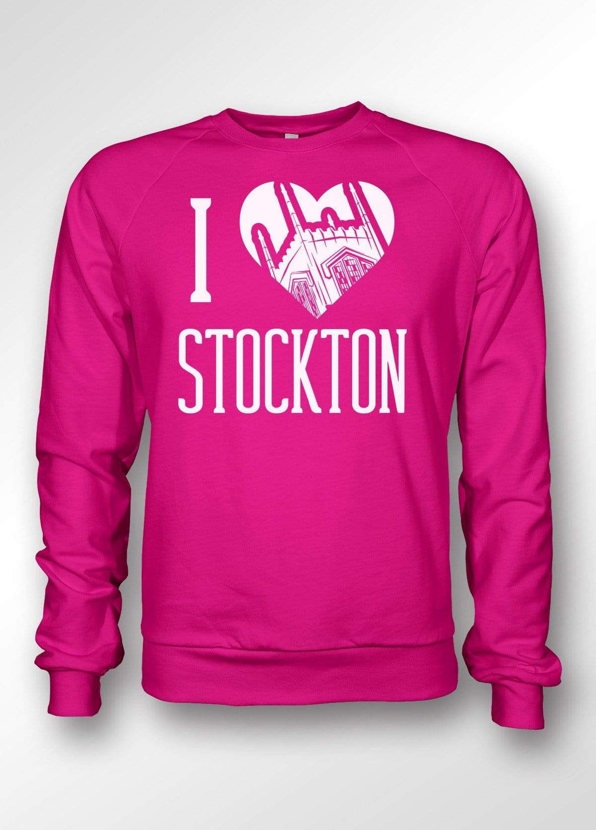 University of the Pacific Tigers I Love Stockton: Burns Tower Crewneck Sweatshirt by Zeus Collegiate