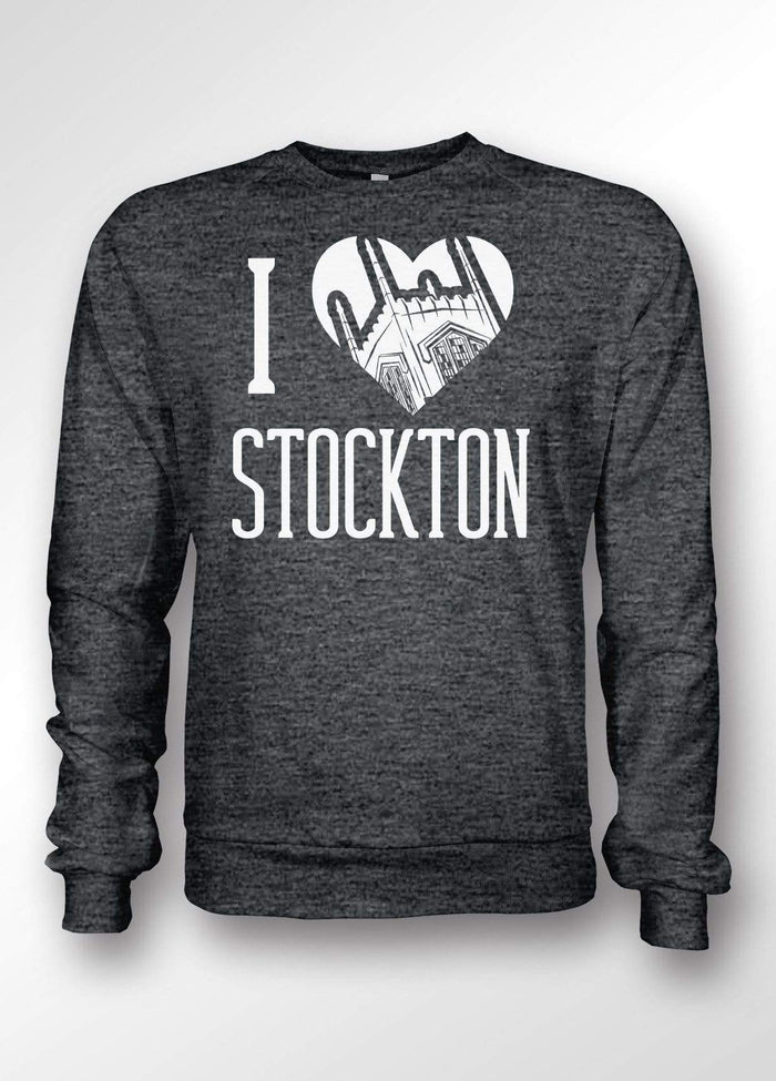 University of the Pacific Tigers I Love Stockton: Burns Tower Crewneck Sweatshirt by Zeus Collegiate