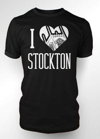 University of the Pacific Tigers I Love Stockton: Burns Tower T-shirt — Black — by Zeus Collegiate
