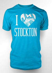 University of the Pacific Tigers I Love Stockton: Burns Tower T-shirt — Caribbean Blue — by Zeus Collegiate