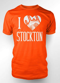 University of the Pacific Tigers I Love Stockton: Burns Tower T-shirt — Orange — by Zeus Collegiate