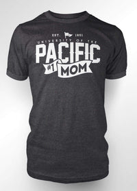 University of the Pacific Tigers Mom T-shirt — Dark Heather — Full View — by Zeus Collegiate