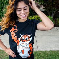 University of the Pacific Tigers Number One Powercat T-Shirt — Black — Back View — by Zeus Collegiate