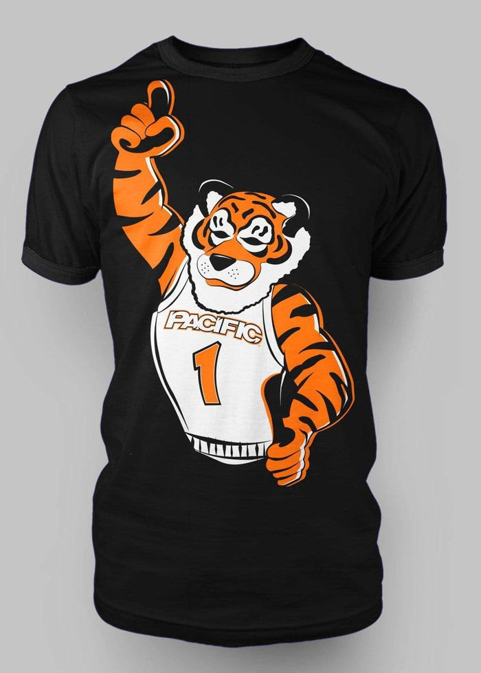 University of the Pacific Tigers Number One Powercat T-Shirt — Black — by Zeus Collegiate